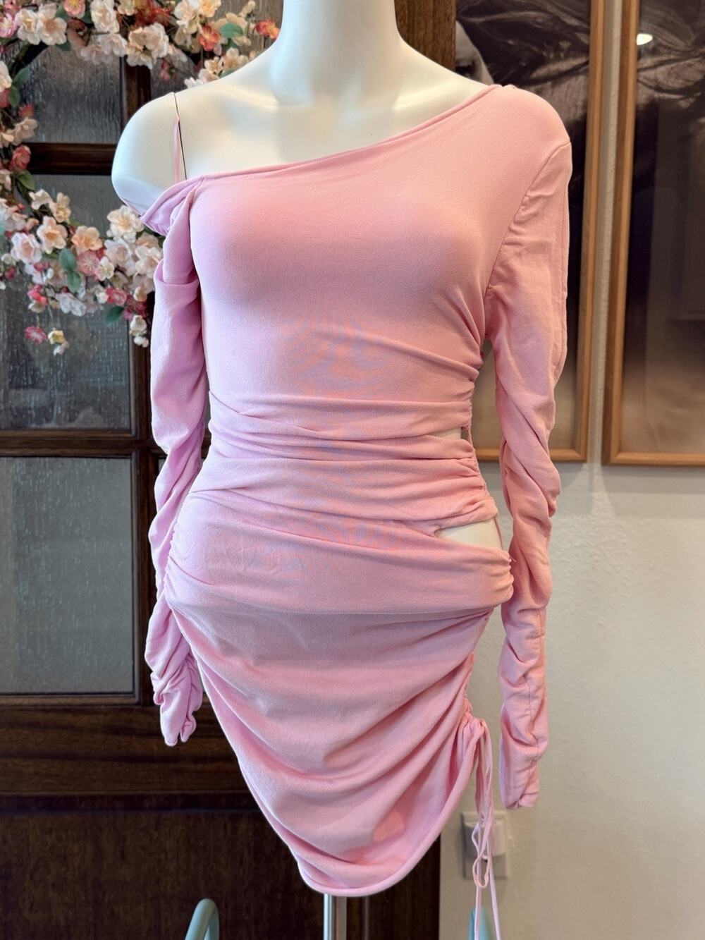 Zara Pink Off Shoulder Long Sleeved Dress J0050-01UPP